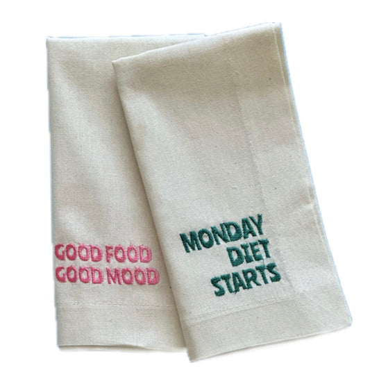Monday Diet Starts & Good Food Good Mood Peçete Takımı